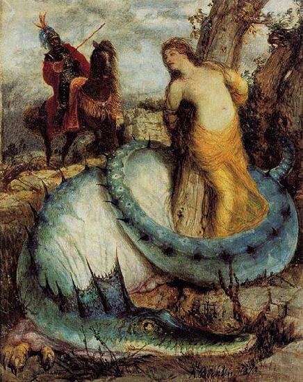 Arnold Bocklin Angelika, von einem Drachen bewacht oder Angelica und Ruggiero china oil painting image